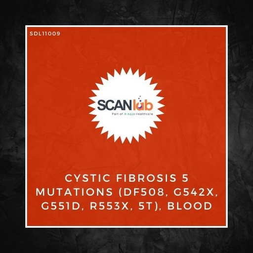 [SDL11009] CYSTIC FIBROSIS 5 MUTATIONS (DF508, G542X, G551D, R553X, 5T), BLOOD (SDL11009)