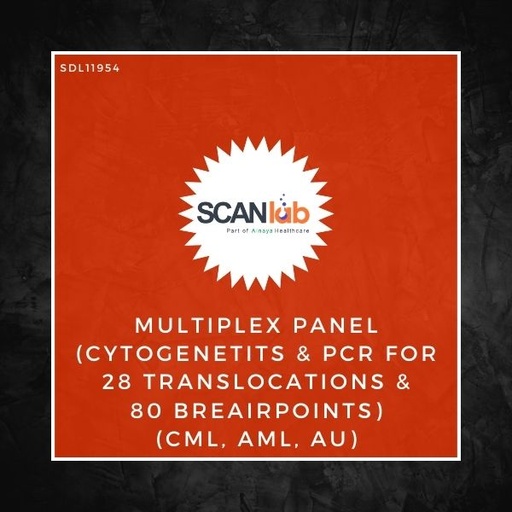 [SDL11954] MULTIPLEX PANEL (CYTOGENETITS & PCR FOR 28 TRANSLOCATIONS & 80 BREAIRPOINTS) (CML, AML, AU) (SDL11954)